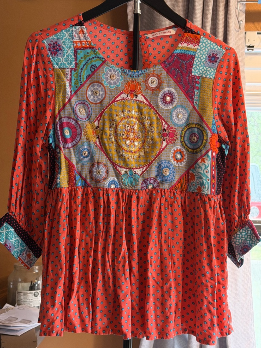 Haute Curry Colorful Boho Patchwork Tunic Top - Multicolor girl Sz 12 boho